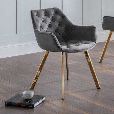 Lorenzo Velvet Dining Chair In Grey