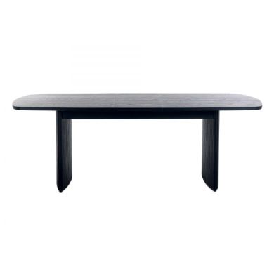 Louis Extending Wooden Fluted Dining Table In Black Ash