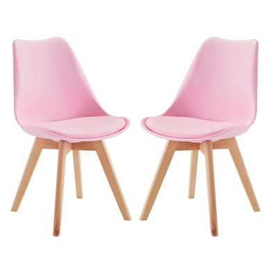 Louvre Baby Pink Dining Chairs In Pair