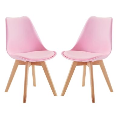 Louvre Baby Pink Dining Chairs In Pair