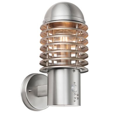 Louvre Clear Polycarbonate Shade Wall Light In Brushed Stainless Steel