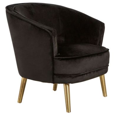 Louxor Round Velvet Upholstered Armchair In Black