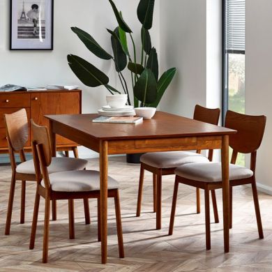 Lowry Extending Wooden Dining Table With 4 Chairs In Cherry