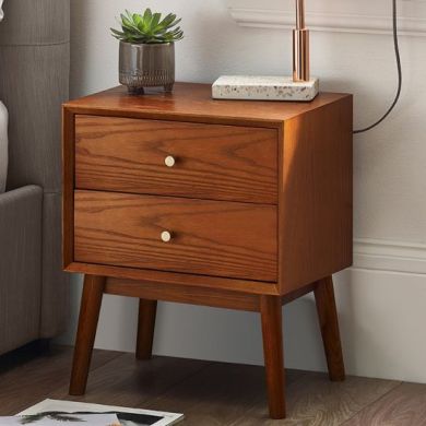 Lowry Wooden Bedside Cabinet With 2 Drawers In Cherry