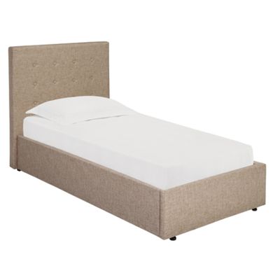 Lucca Plus Linen Upholstered Lift-Up Single Bed In Beige