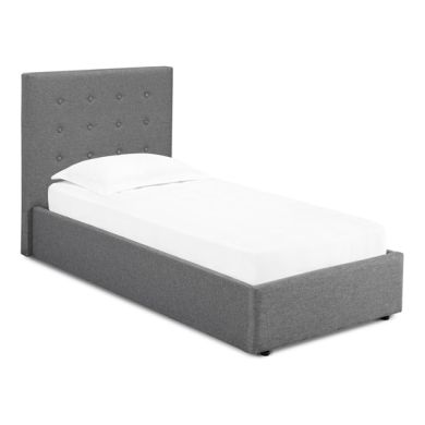 Lucca Plus Linen Upholstered Lift-Up Single Bed In Grey