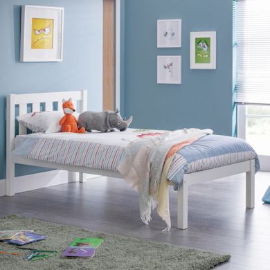 Luna Wooden Double Bed In Surf White