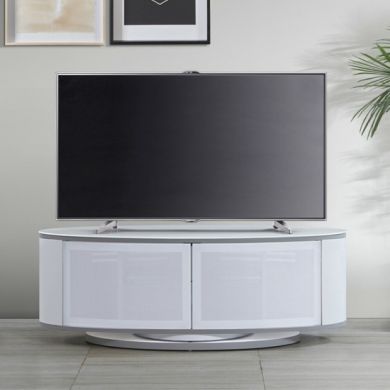 Luna Wooden TV Stand In White High Gloss With Push Release Doors