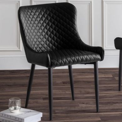 Luxe Faux Leather Dining Chair In Black