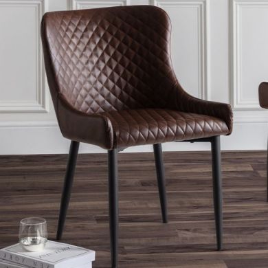 Luxe Faux Leather Dining Chair In Brown