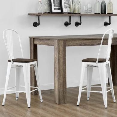 Luxor White Metal Counter Bar Stools In Pair
