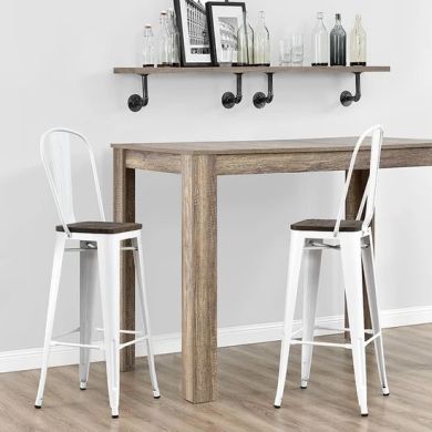 Luxor White Tall Metal Counter Bar Stools In Pair
