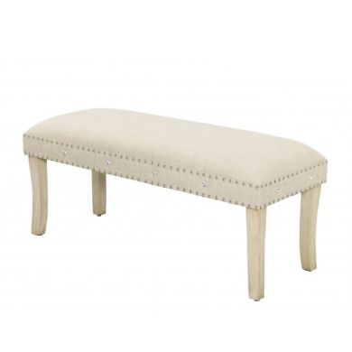 Lyon Linen Fabric Dining Bench In Cream