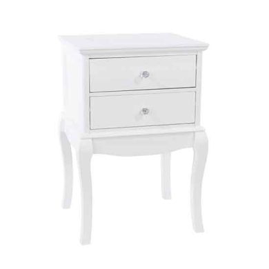 Lyon Wooden 2 Drawers Bedside Cabinet In White