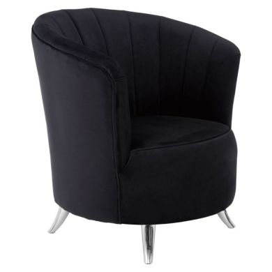 Maci Velvet Upholstered Tub Chair In Black