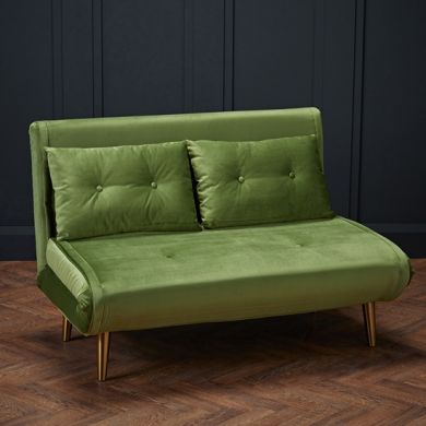 Madison Plush Velvet Upholstered Sofa Bed In Green
