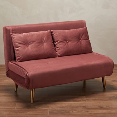 Madison Plush Velvet Upholstered Sofa Bed In Pink