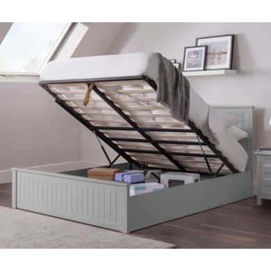 Maine Wooden Ottoman Storage Double Bed In Dove Grey