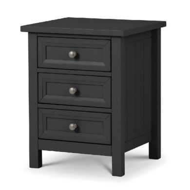 Maine Wooden Bedside Cabinet With 3 Drawers In Anthracite