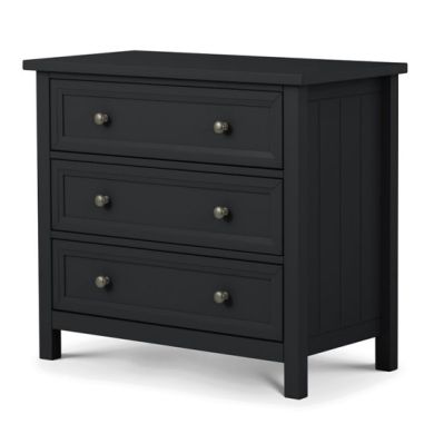Maine Wide Wooden Chest Of 3 Drawers In Anthracite