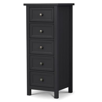 Maine Tall Wooden Chest Of 5 Drawers In Anthracite