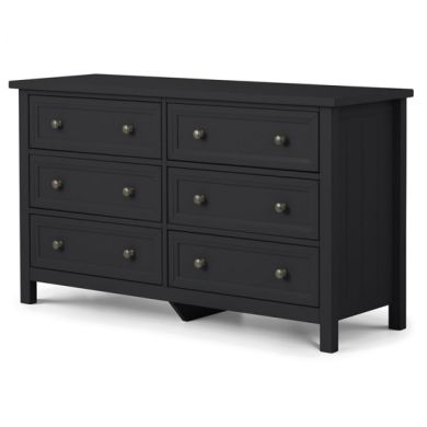 Maine Wide Wooden Chest Of 6 Drawers In Anthracite