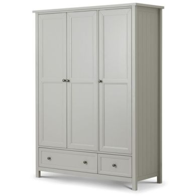 Maine Wooden 3 Doors 3 Drawers Wardrobe In Dove Grey