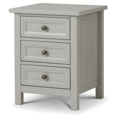 Maine Wooden 3 Drawers Bedside Cabinet In Dove Grey