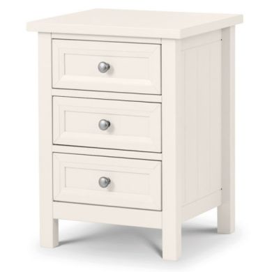 Maine Wooden 3 Drawers Bedside Cabinet In Surf White