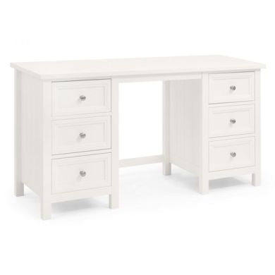 Maine Wooden 6 Drawers Dressing Table In Surf White