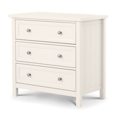 Maine Wooden Chest Of Drawers In Surf White With 3 Drawers