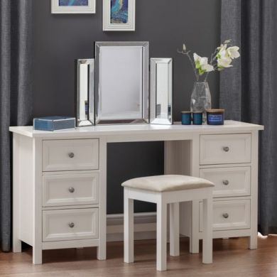 Maine Wooden Dressing Table And Stool In Surf White