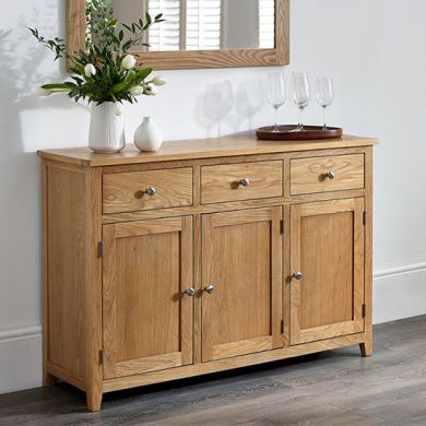 Mallory Large Wooden Sideboard With 3 Doors And 3 Drawers In Oak