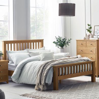 Mallory Wooden High Footend King Size Bed In Oak