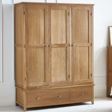 Mallory Wooden Wardrobe With 3 Doors In Oak