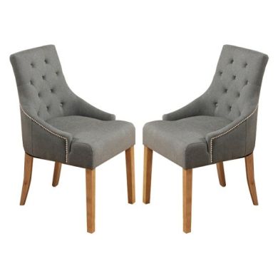 Mammoth Slate Fabric Dining Chairs In Pair