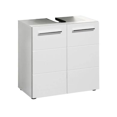 Mandy High Gloss Under Sink Bathroom Cabinet With 2 Doors In White