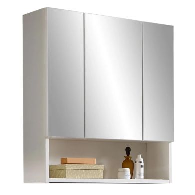 Mandy High Gloss Mirrored Bathroom Cabinet With 3 Doors In White