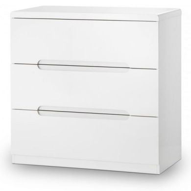 Manhattan Chest Of Drawers In White High Gloss With 3 Drawers