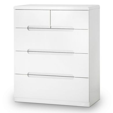 Manhattan Chest Of Drawers In White High Gloss With 5 Drawers
