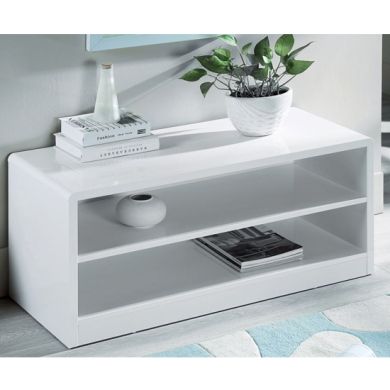 Manhattan Compact Wooden TV Stand In White High Gloss