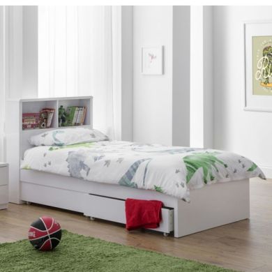 Manhattan Single Bed With Bookcase In White High Gloss