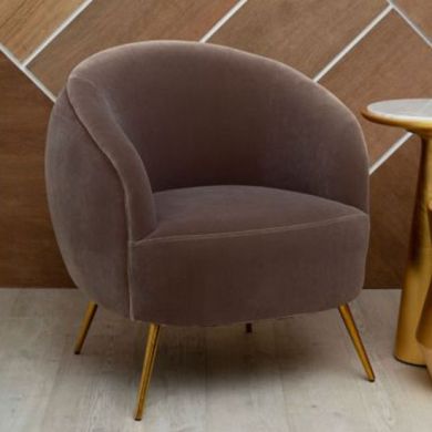 Manhattan Velvet Upholstered Armchair In Mink