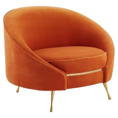 Manhattan Velvet Upholstered Armchair In Orange