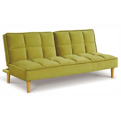 Manhattan Velvet Upholstered Sofa Bed In Lime Yellow