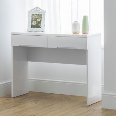 Manhattan Wooden 2 Drawers Dressing Table In White High Gloss