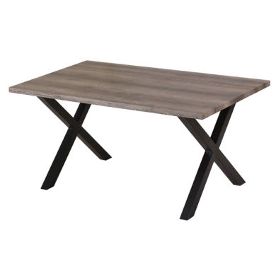 Manhattan Wooden Dining Table In Natural With Black Metal Legs
