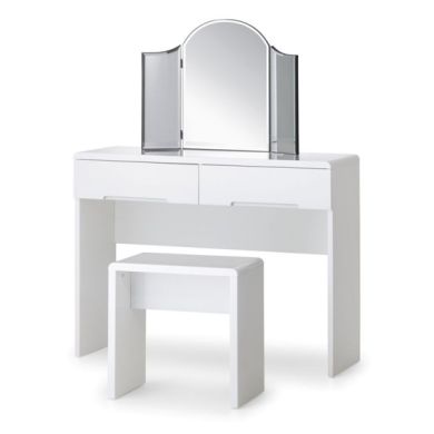 Manhattan Wooden Dressing Table And Stool In White High Gloss