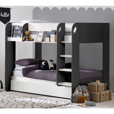 Mars Wooden Bunk Bed With Underbed In Charcoal And White