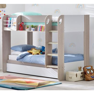 Mars Wooden Bunk Bed With Underbed In Taupe